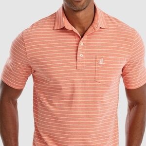 johnnie-O Coral Striped Polo Shirt